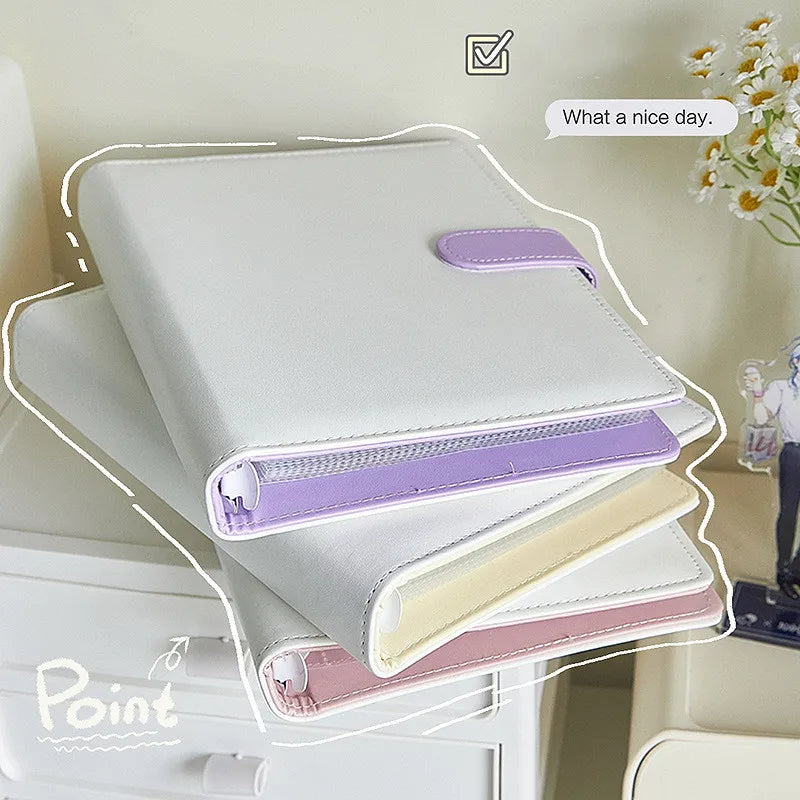 Álbum A5 de Couro PU – Colorido, Porta Photocards Kpop, Caderno e Estojo Escolar
