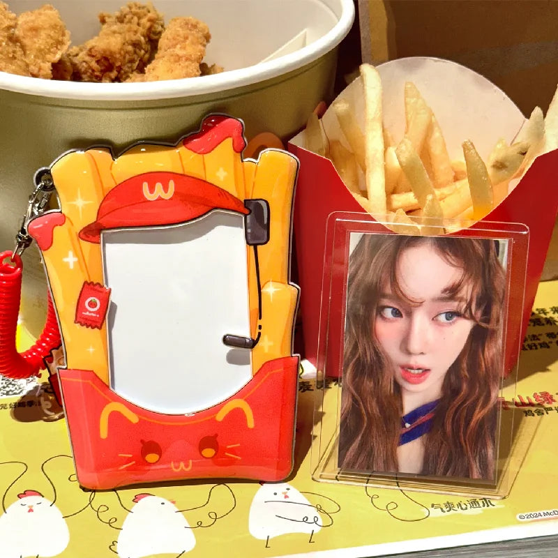 Porta-Fotocard K-Pop Kawaii Hambúrguer 3" com Pingente
