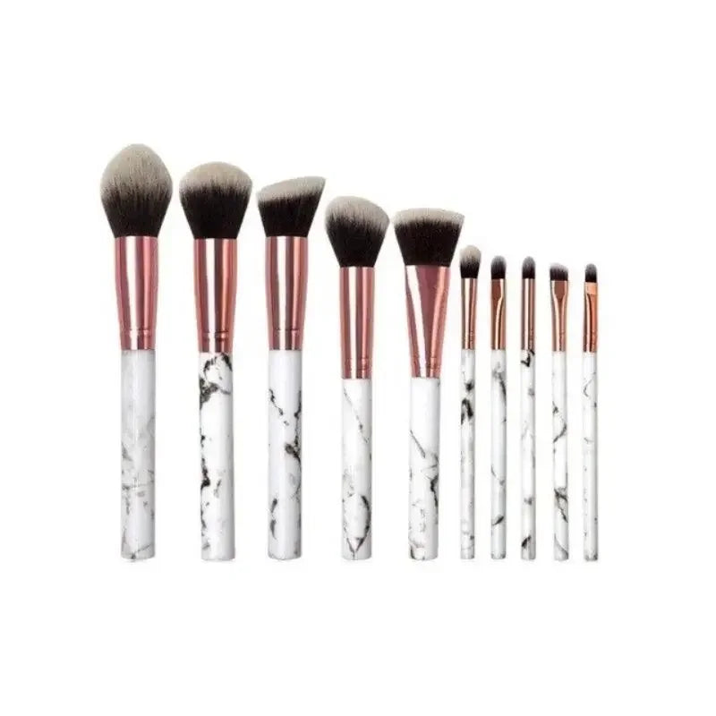 Kit 10 Pincéis de Maquiagem Profissional – Fundação, Blush, Sombra e Esfumar
