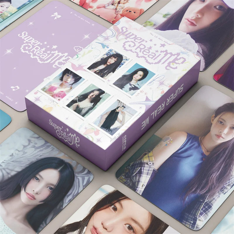 Cartões KPOP ILLIT 55 Unid. – Mini Álbum SUPER REAL ME, LOMO/Foto, Presente para Fãs